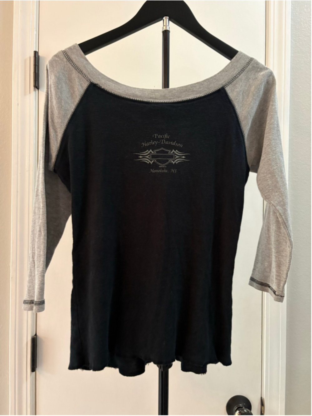 Vtg Harley Davidson Holoubek Raglan 3/4 Sleeve Shirt US M Pacific Hawaii - Picture 4 of 11